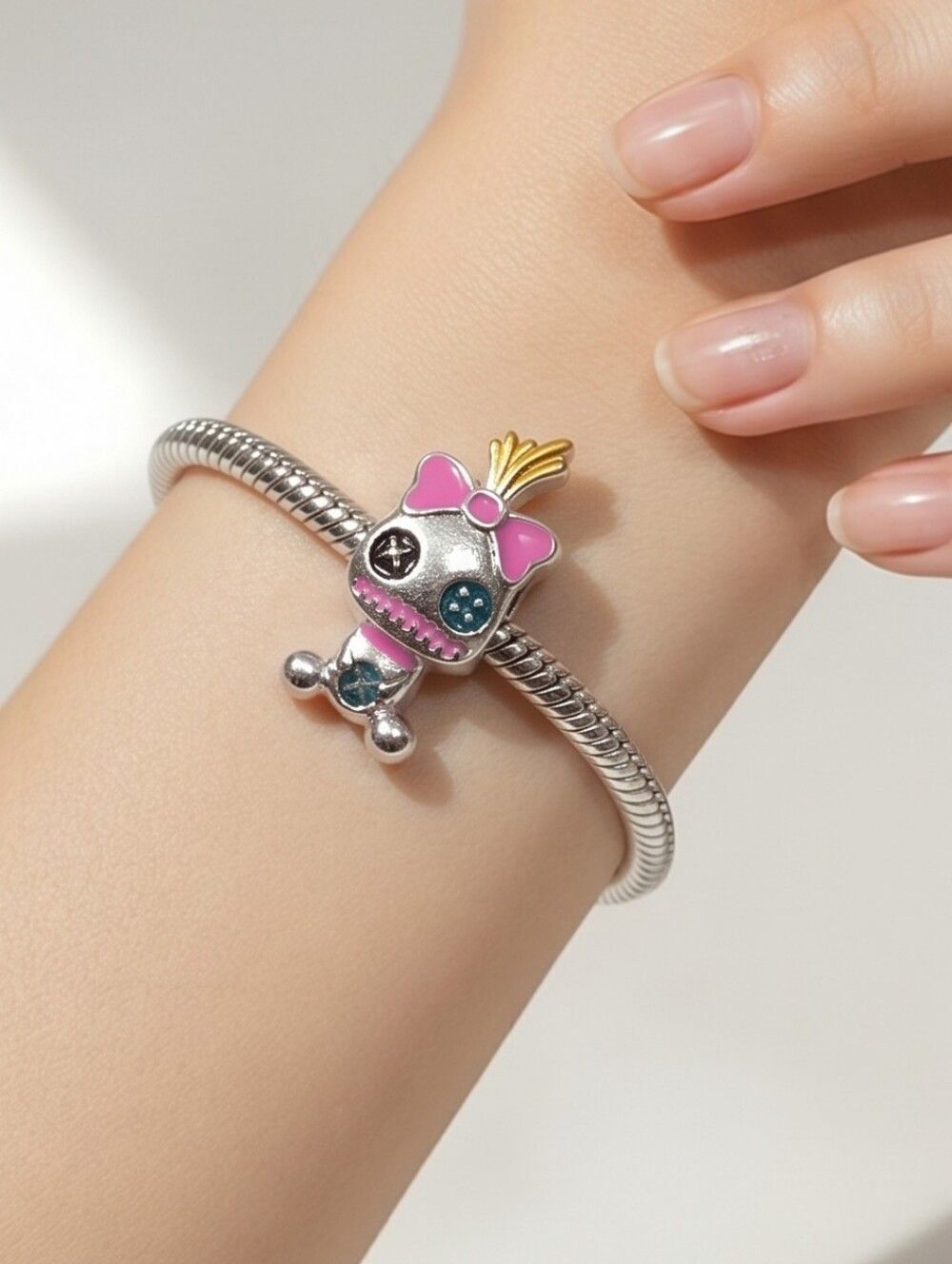 Scrump Charm Bead Lilo & Stitch Silver Pink Enamel Bracelet Pendant Compatible